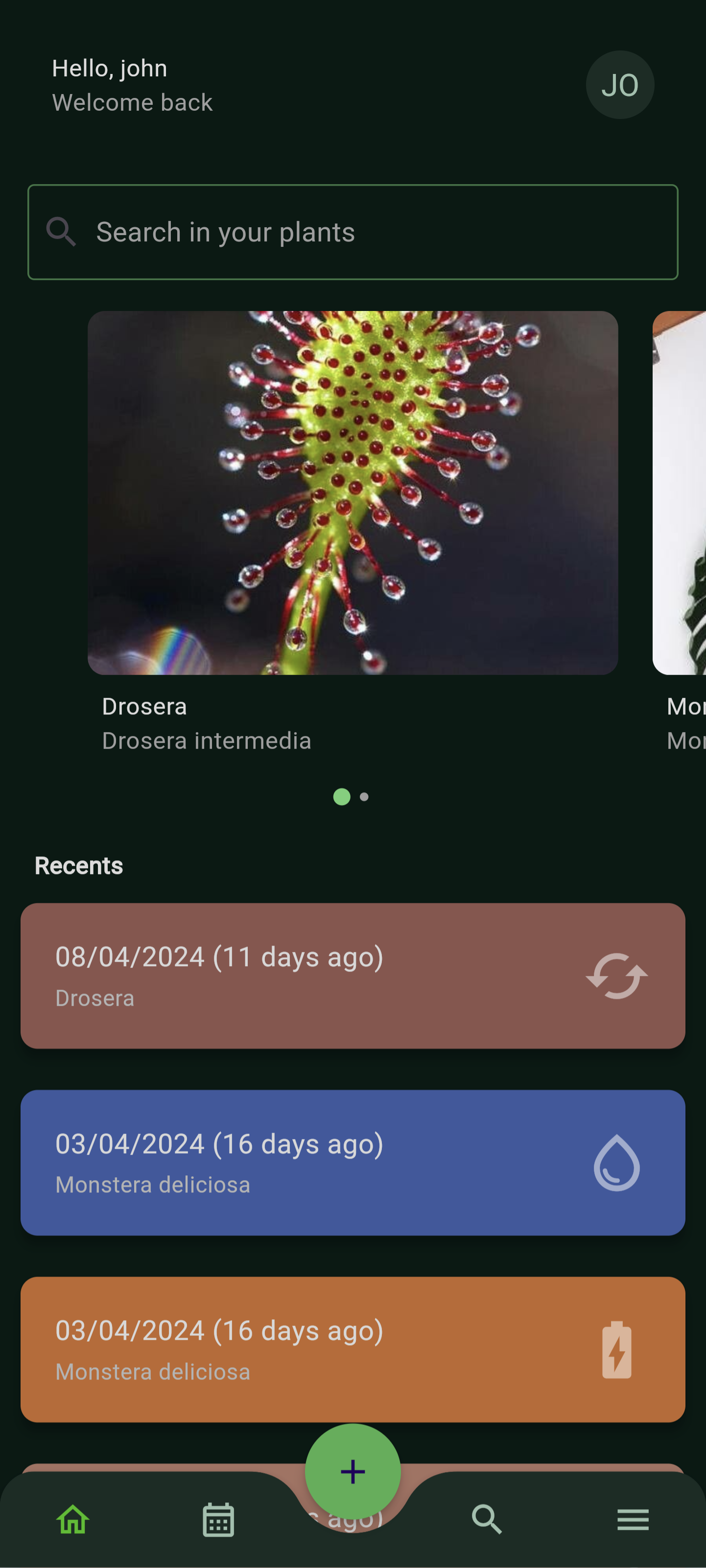 Plant-it homescreen